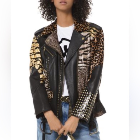 Michael Kors Leather Animal Patchwork Limited Edition Jacket ✨brand new✨ - Picture 2 of 16